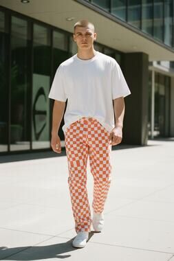 Men's Checkered Ragged Pants Jeans 36"w X 30" Vintage Y2K Retro Casual